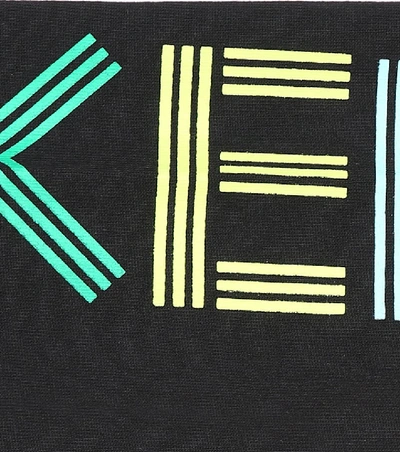 Shop Kenzo Logo Cotton Zip-up Hoodie In Black