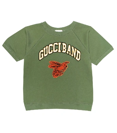 Shop Gucci Logo Cotton Top In Green