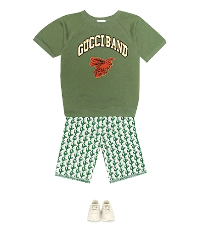 Shop Gucci Logo Cotton Top In Green