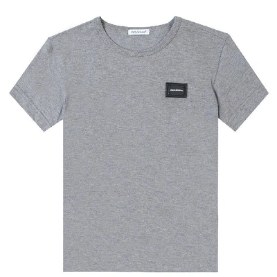 Shop Dolce & Gabbana Dolce &amp; Gabbana Kids Embossed Logo T-shirt Grey