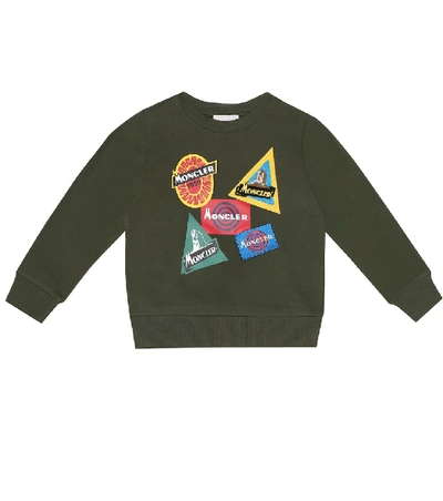 Shop Moncler Embellished Cotton Sweater In Green