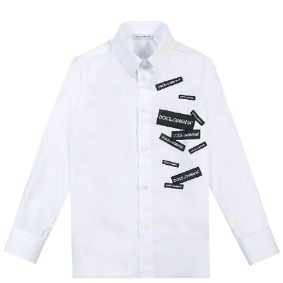 Shop Dolce & Gabbana Dolce &amp; Gabbana Kids Labled Shirt White - Regular Fit