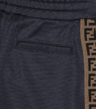 Shop Fendi Cotton-blend Trackpants In Blue