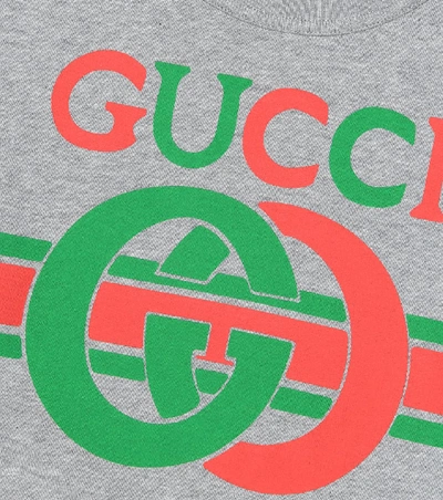 Shop Gucci Logo Cotton-jersey Sweatshirt In Grey