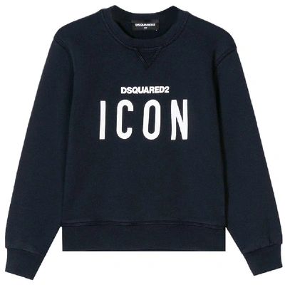 Shop Dsquared2 Kids Icon Sweatshirt In Navy