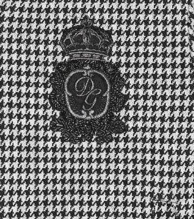 Shop Dolce & Gabbana Checked Cotton-blend Hoodie In Black