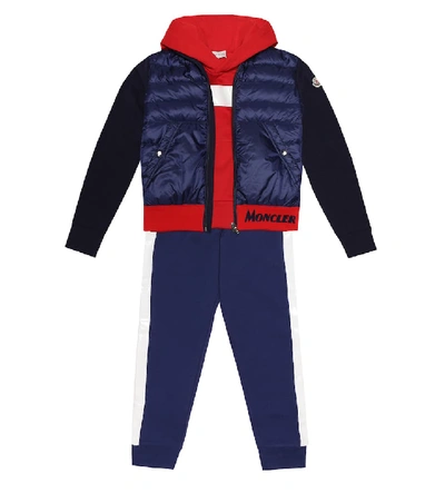 Shop Moncler Cotton And Down-filled Jacket In Blue