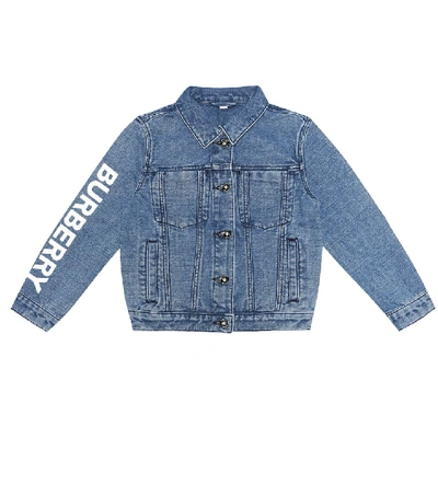 Shop Burberry Logo Denim Jacket In Blue