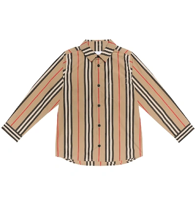 Shop Burberry Icon Stripe Cotton-poplin Shirt In Beige