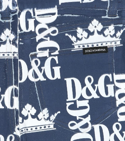 Shop Dolce & Gabbana Logo Stretch-cotton Skinny Jeans In Blue