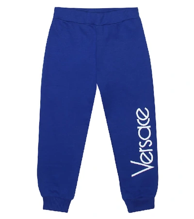 Shop Versace Cotton Trackpants In Blue