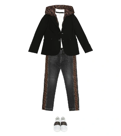 Shop Fendi Hooded Blazer In Black