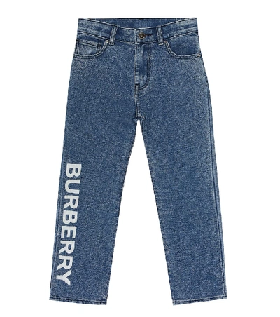 Shop Burberry Logo Straight Jeans In Blue