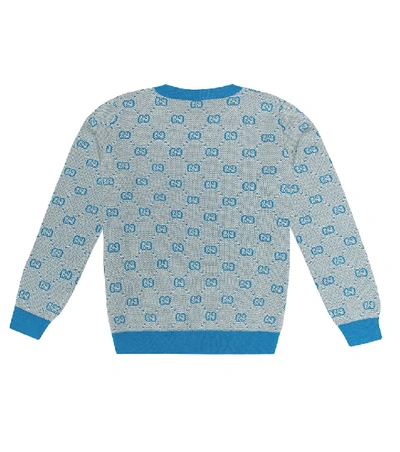 Shop Gucci Gg Wool And Cotton Sweater In Blue
