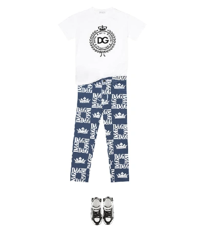 Shop Dolce & Gabbana Logo Stretch-cotton Skinny Jeans In Blue