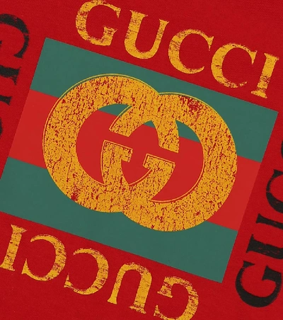 Shop Gucci Logo Cotton T-shirt In Red