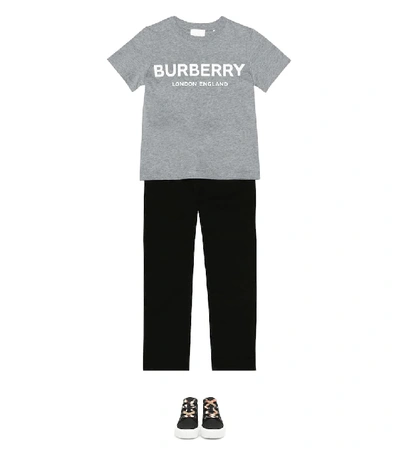 Shop Burberry Logo Cotton T-shirt In Grey