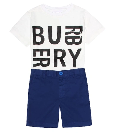 Shop Burberry Cotton Shorts In Blue