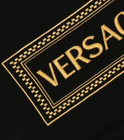 Shop Versace Logo Cotton Sweatshirt In Black
