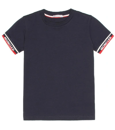 Shop Moncler Cotton Jersey T-shirt In Blue