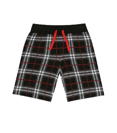 Shop Burberry Checked Wool Shorts In Black