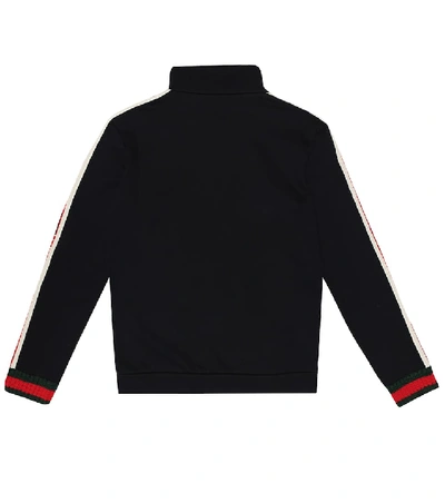 Shop Gucci Logo-taped Cotton Track Jacket In Blue