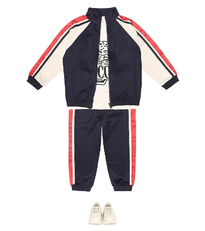 Shop Gucci Technical-jersey Track Jacket In Blue