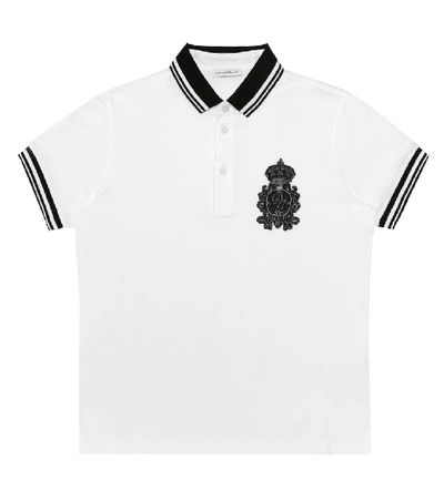 Shop Dolce & Gabbana Embroidered Cotton Polo Shirt In White
