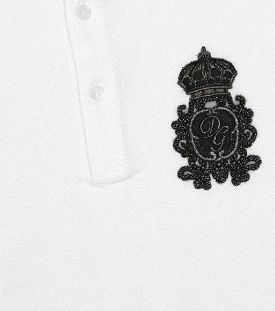 Shop Dolce & Gabbana Embroidered Cotton Polo Shirt In White