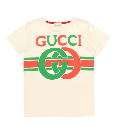 Shop Gucci Logo Cotton T-shirt In Yellow