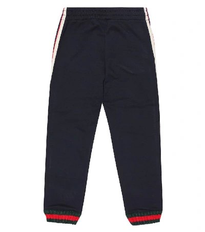 Shop Gucci Logo-taped Cotton Trackpants In Blue