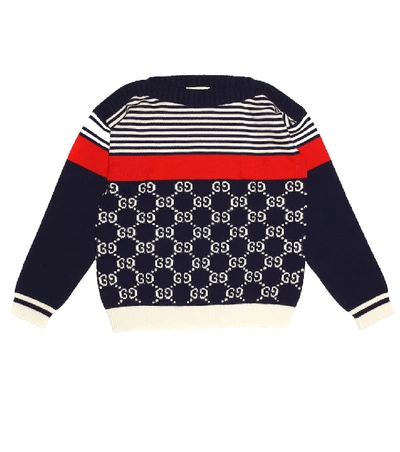 Shop Gucci Gg Cotton Sweater In Blue