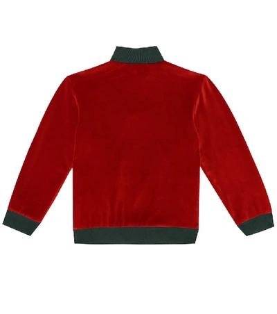 Shop Gucci Velvet Track Jacket In Red