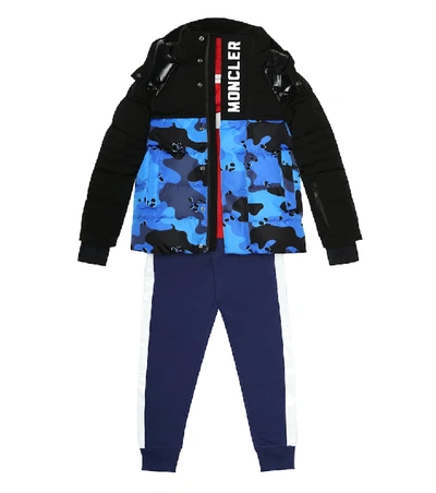 Shop Moncler Arpon Camo-print Down Jacket In Blue