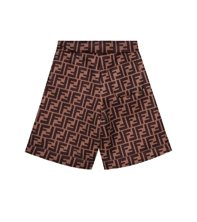 Shop Fendi Logo Bermuda Shorts In Brown