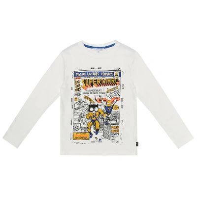 Shop Little Marc Jacobs Printed Cotton-jersey Shirt In White