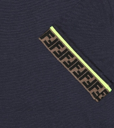 Shop Fendi Logo Cotton T-shirt In Blue