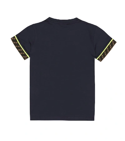 Shop Fendi Logo Cotton T-shirt In Blue