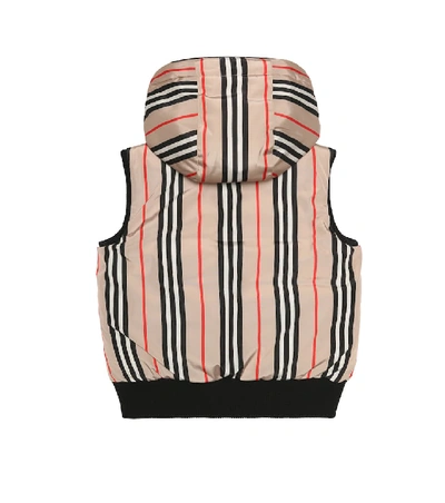 Shop Burberry Icon Stripe Down Vest In Beige