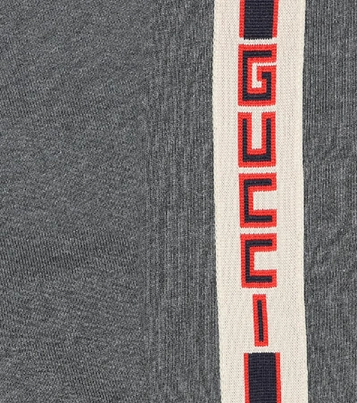 Shop Gucci Logo-taped Cotton Track Jacket In Grey