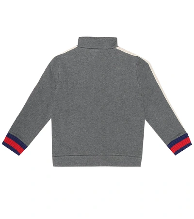 Shop Gucci Logo-taped Cotton Track Jacket In Grey