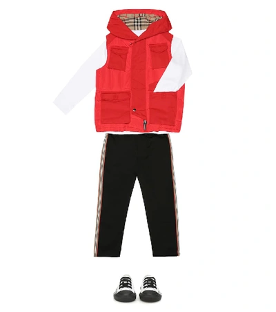 Shop Burberry Hooded Down Vest In Red