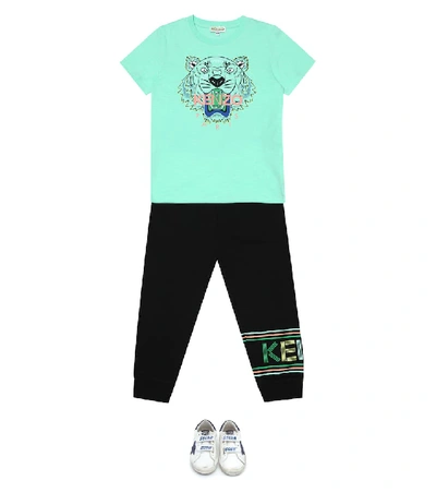 Shop Kenzo Tiger Logo Cotton-blend T-shirt In Green