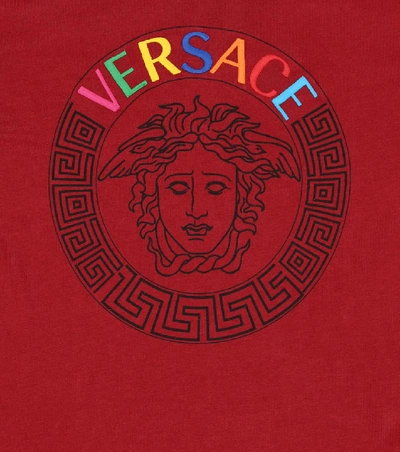 Shop Versace Logo Cotton T-shirt In Red