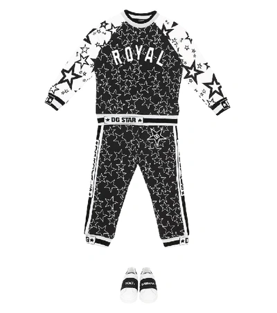 Shop Dolce & Gabbana Star-printed Cotton Trackpants In Black