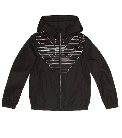 Shop Emporio Armani Printed Rain Jacket In Black