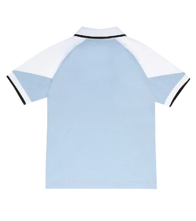 Shop Burberry Hankle Logo Cotton Polo Shirt In Blue