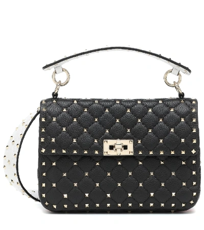 Shop Valentino Garavani Rockstud Spike Medium Leather Shoulder Bag In Black