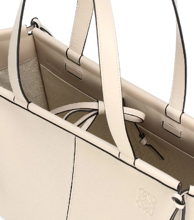 Shop Loewe Cushion Small Leather Tote In White