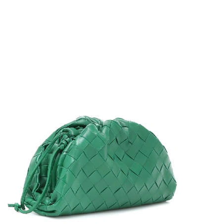 Shop Bottega Veneta The Mini Pouch Leather Clutch In Green